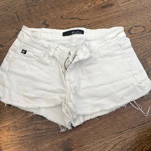 White jean shorts mid rise